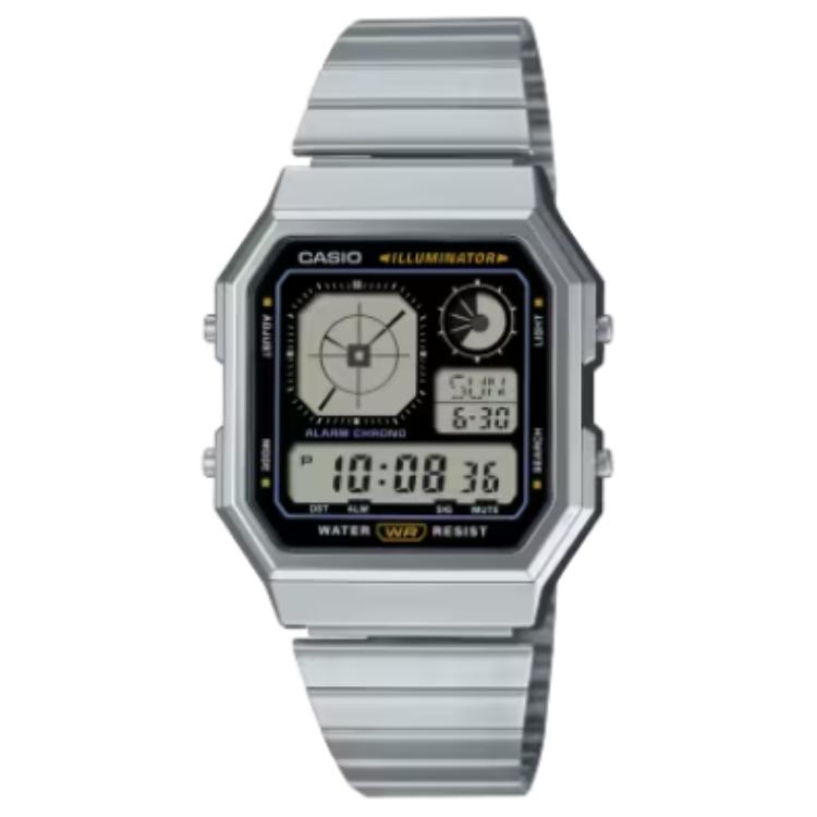 

CASIO Classic Collection Quartz Movement Stainless Steel Strap Watch Unisex Black Dial A130WE-1A Black Dial