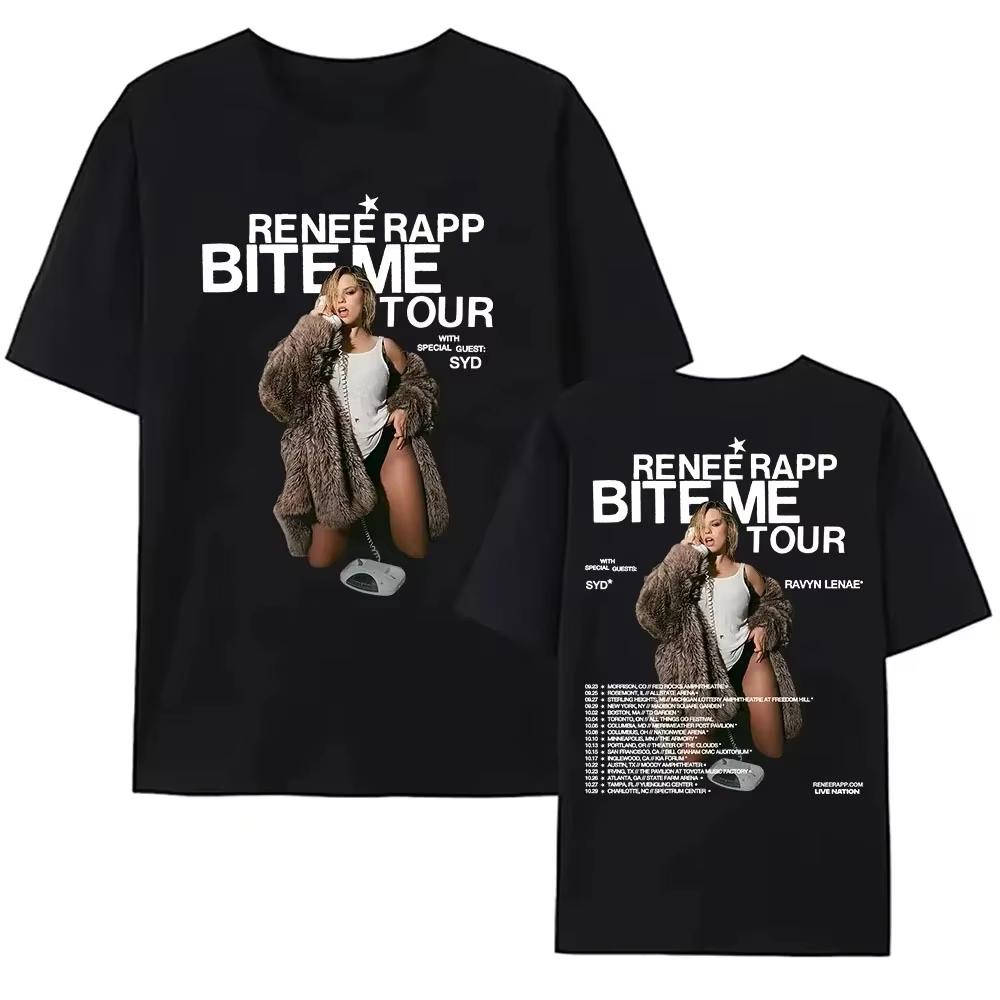 

2025 Reneé Rapp Bite Me Tour Tshirt Summer Short Sleeve Unisex Tshirts Singer Graphic Printing T Shirt Oneck Fashion Women Tee S