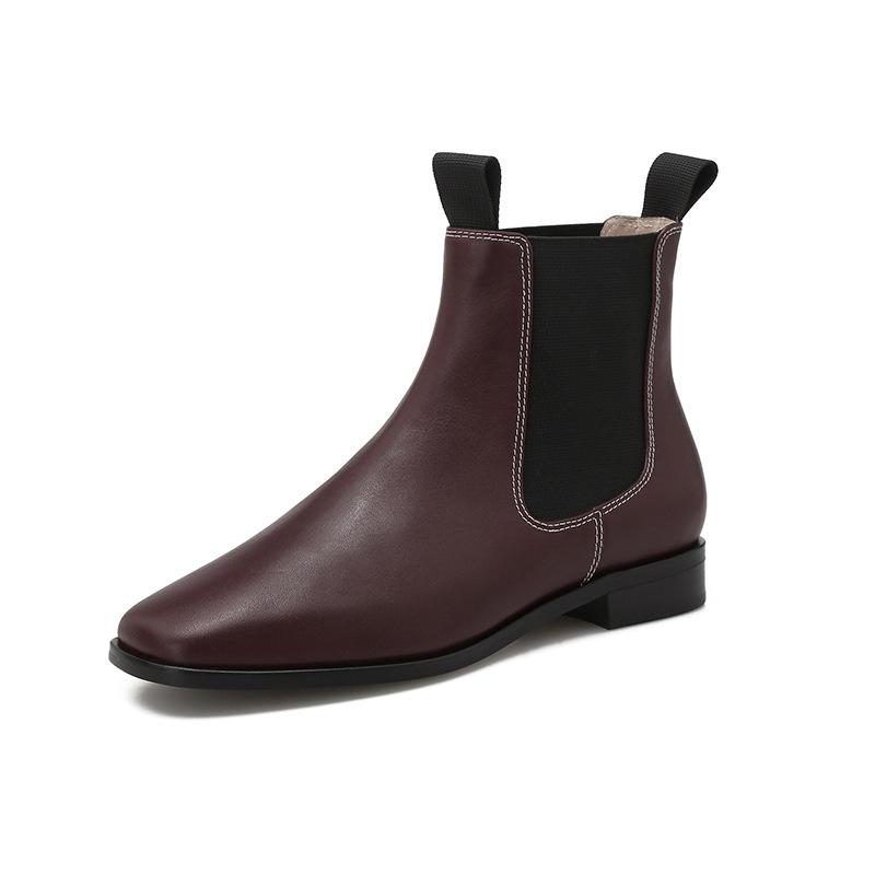 Frühling und Herbst Neue Chelsea Martin Stiefel Mode Retro Kurze Stiefel Obermaterial Rindsleder Mode Vielseitige Damenschuhe