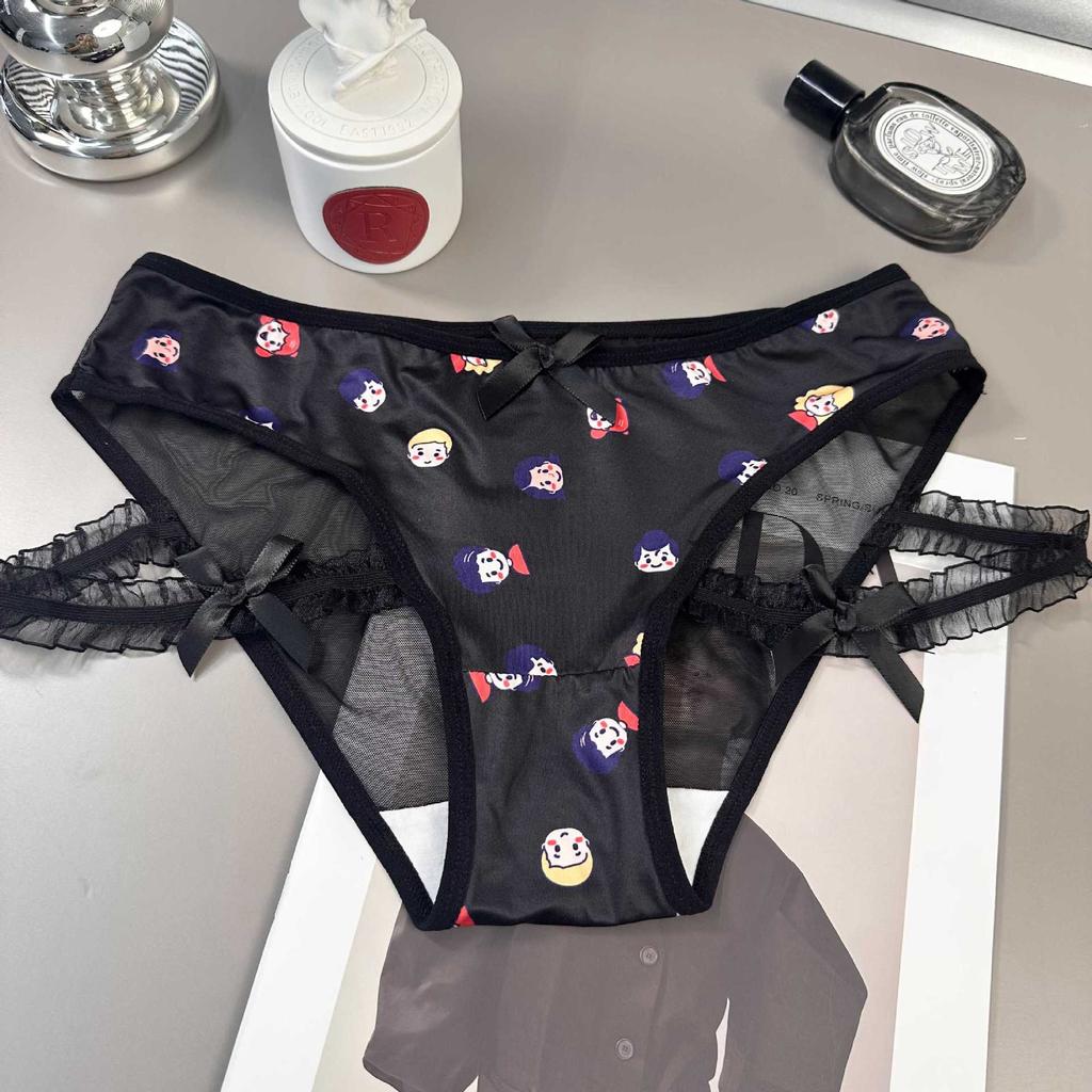 Cartoon Print Pattern Panties Low Waist Sexy Leg Rope Slimming Triangle Women’s Panties