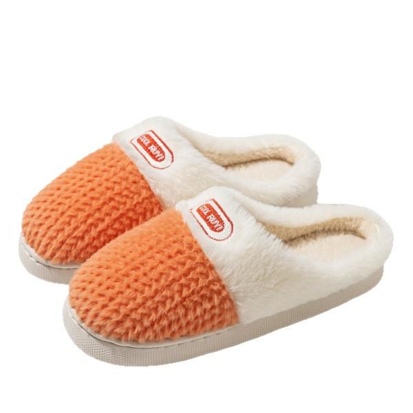 Fleece warm thick-soled cotton slippers home slippers autumn and winter couple cotton mop fleece silent non-slip shoes