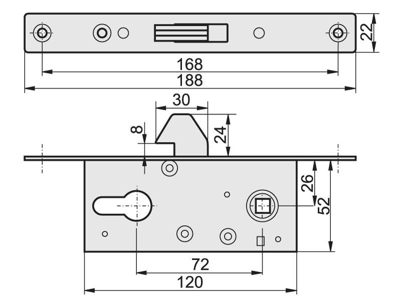 HOOK MORTISE LOCK H-60 - MP ZW H-60