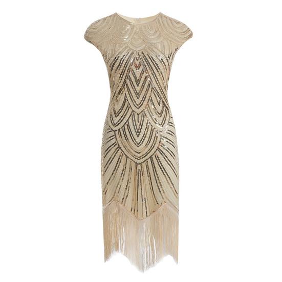 

Платье с кисточками и круглым вырезом женское модное платье без рукавов для банкета XXXL бежевый
