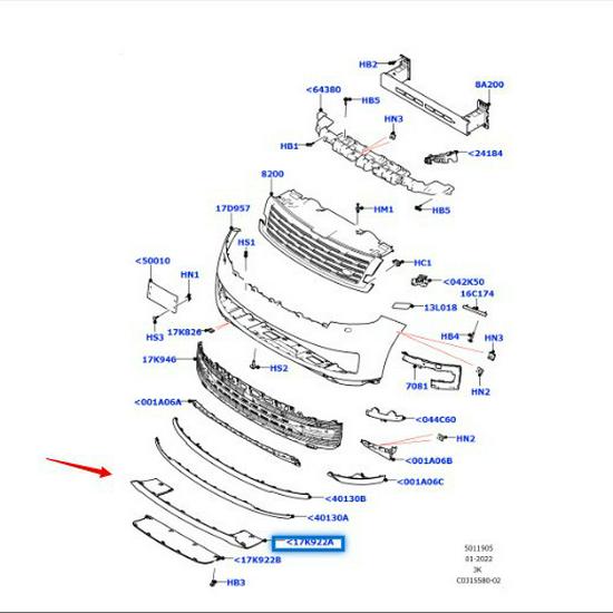 Vordere Abschlepphakenabdeckung für Land Rover Range Rover 2020-2023 (Executive-Version) - LR150984