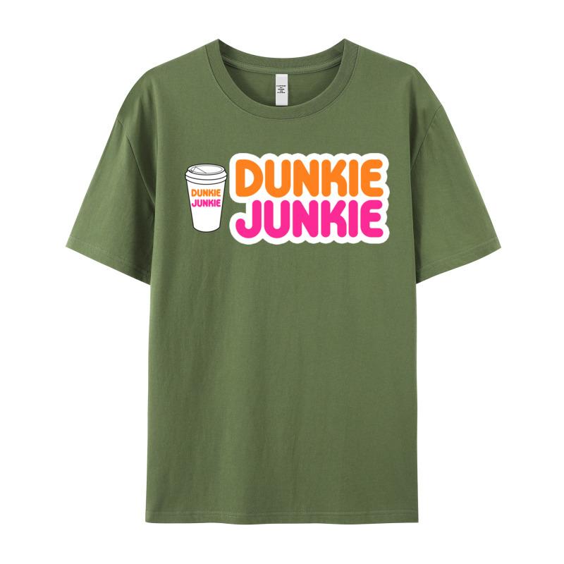 Tees Funny Dunkie Junkie Coffee Love Tops Shirts Summer Newest Slogan Short Sleeve 100 Cotton Round Neck Unisexs Tshirts Slogan