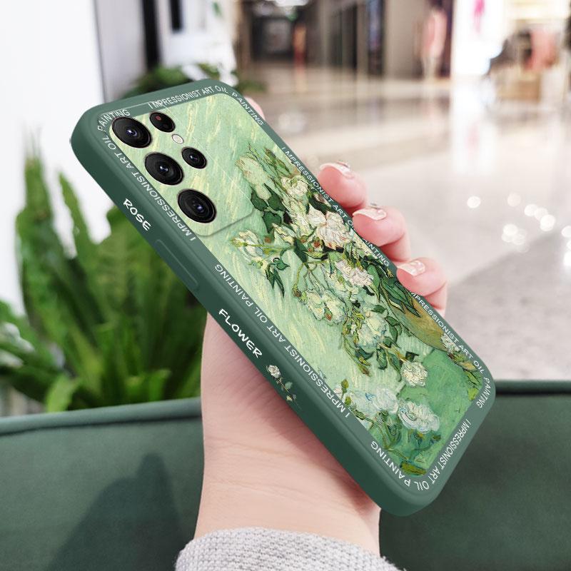 

Oil Painting Rose Phone Case For Samsung Galaxy S25 S24 S23 S22 S21 S20 Ultra Plus FE Note 20 ultra 10 9 Plus Cover Galaxy S21