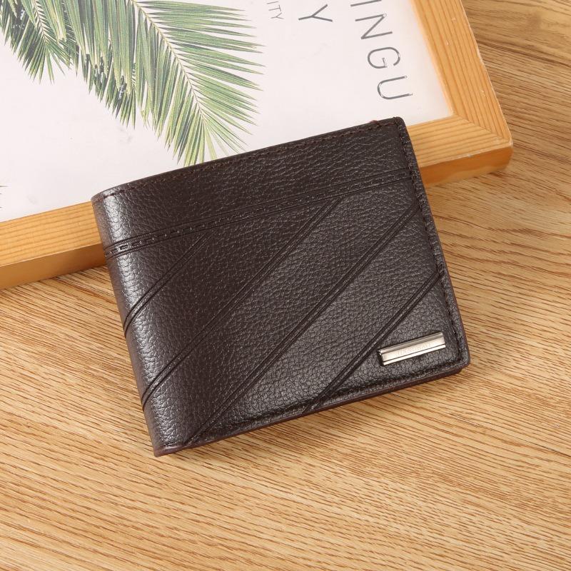 Men's Wallet Short Casual Fashion Simple Thin Leather Clip Blue Large Capacity Men's Wallet Card Bag Change Bag