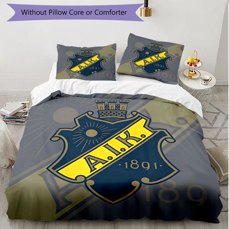 3pcs Duvet Cover Set (1*Duvet Cover + 2*Pillowcase, Without Core), AIK Fotboll Print Soft All‑Season Bedding Set, Home Bedroom Decor Gift