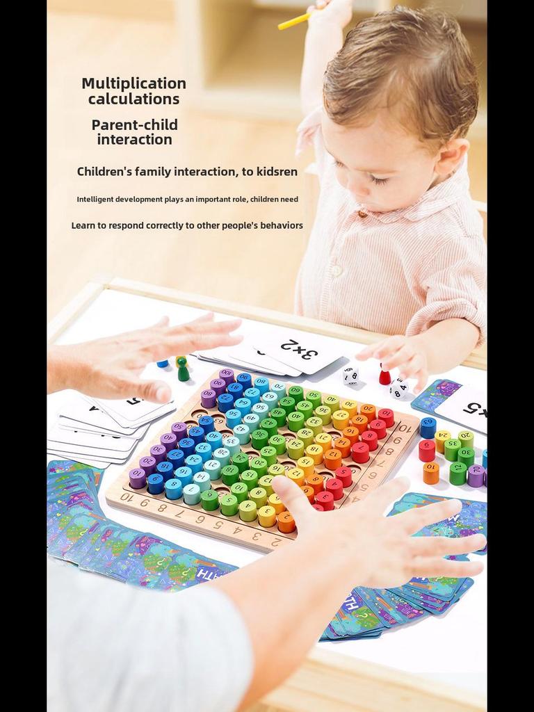 Child's Educational Toy: 3-in-1 Multiplication Board for Learning Numbers 1-100