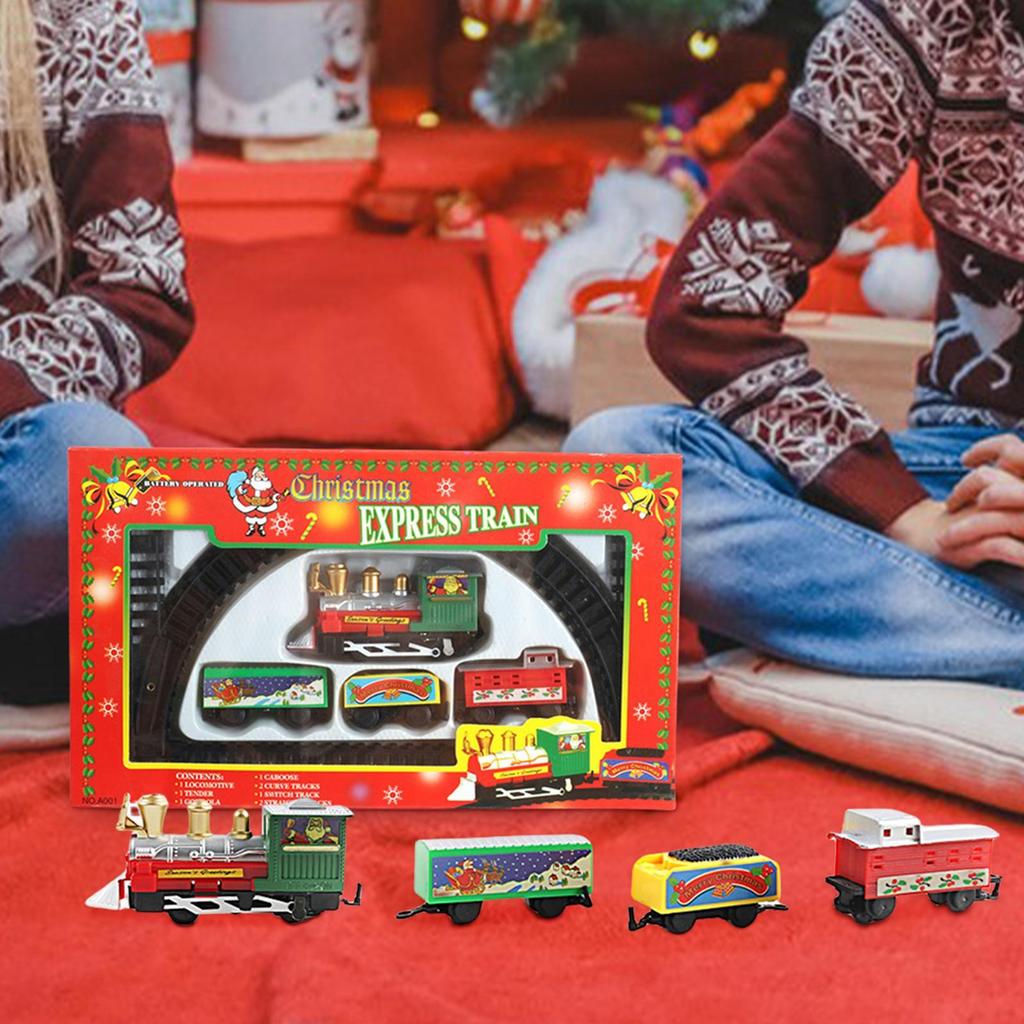 Christmas Train Set with Track Small Kids Trains Christmas Toys Ornaments Festive Electric Game for Festival Activities