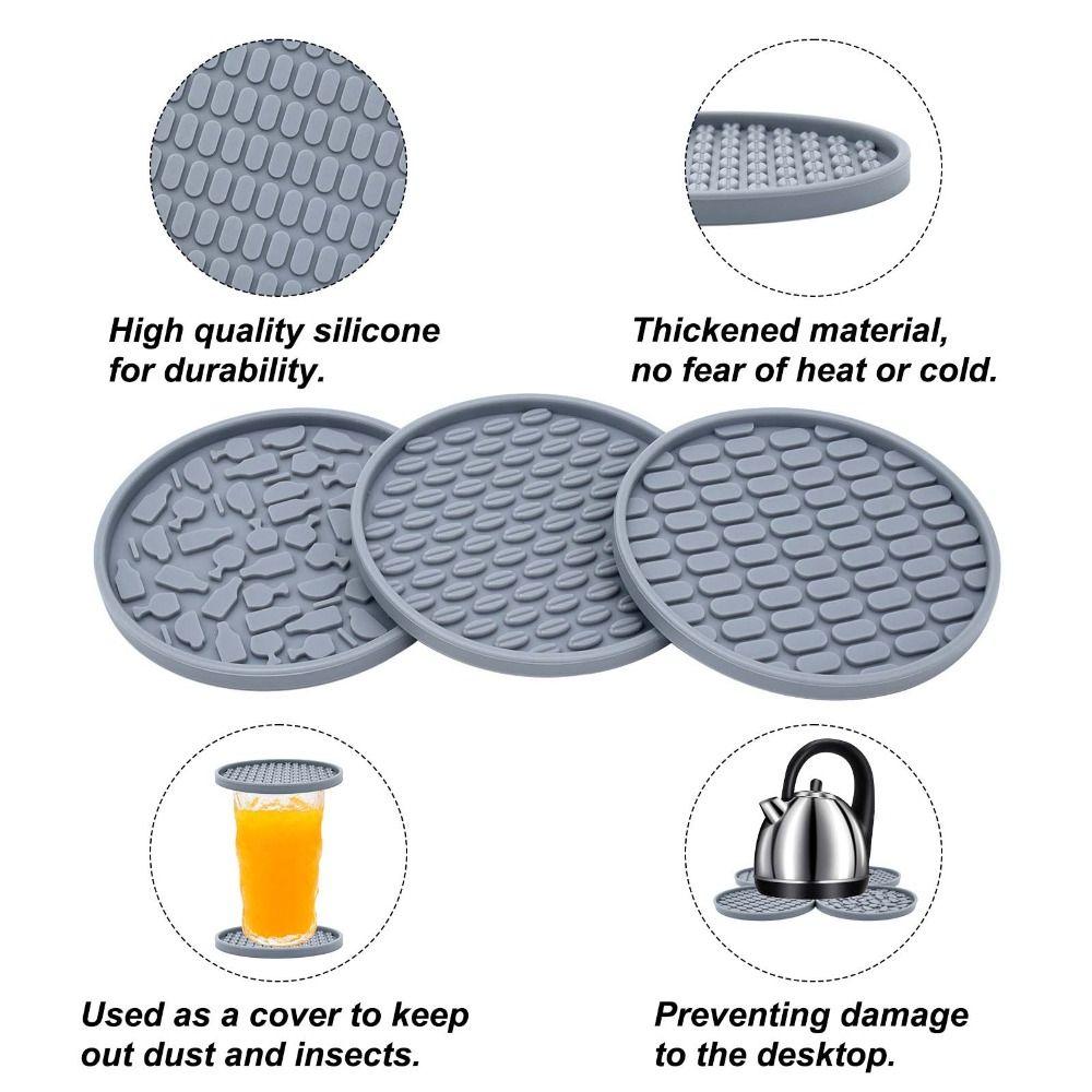 Durable Round Silicone Coasters High Temperature Resistant Thickened Heat Insulation Pad Food Grade 10cm Bowl Pad Home