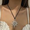 Trend Personality Gold Retro Geometry Hollowed-out Sun Pendant Double Black Rope Necklace for Women Summer Beach Jewelry
