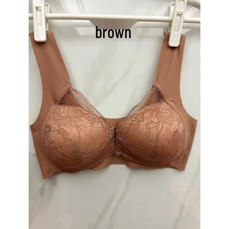 European & American Stylish Lace Front Buckle Wirefree Bra - Minimizes and Enhances with Beautiful Back