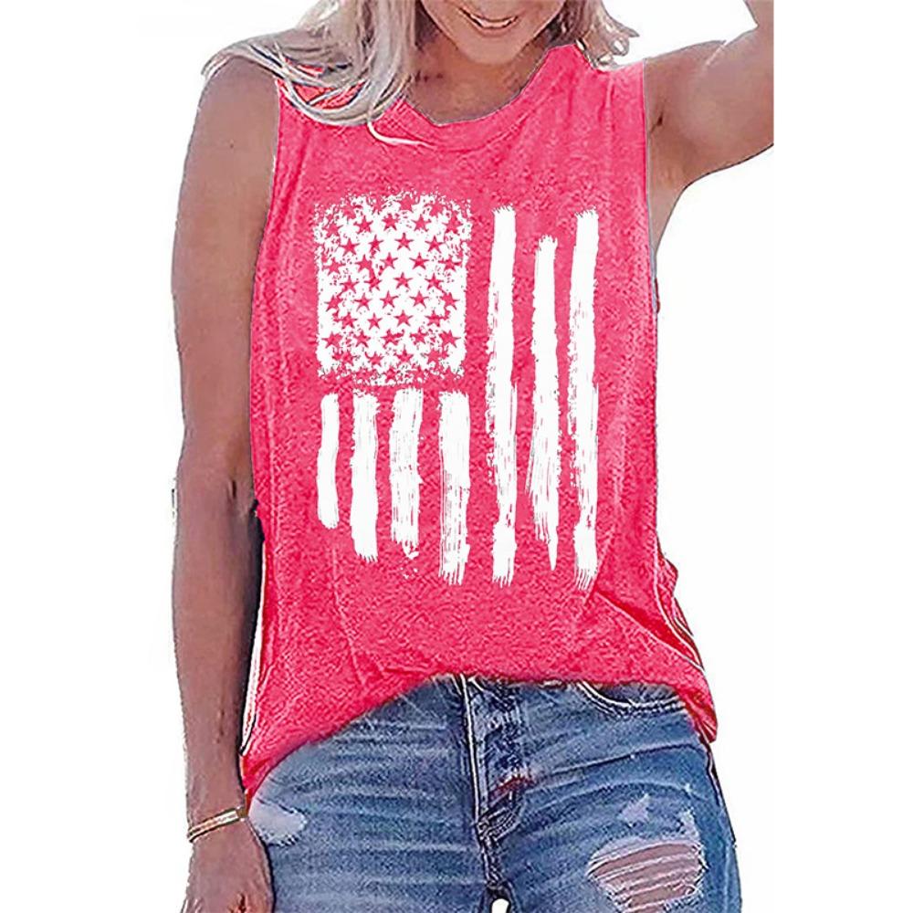 Summer USA American Flag 3D Print Tank Tops Sexy Woman Streetwear Y2k Tops Oversized Vest Off Shoulder Sleeveless Woman Camisole