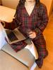 Korean Style Red Plaid Pajamas Set: Comfortable, Casual Homewear for Couples