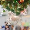 Weißes Pferd Weihnachts-Hängeanhänger Acryl-Taschenanhänger Charms Auto-Pferdeanhänger 2D Flaches Weihnachtsbaum-Ornament Navidad Dekor