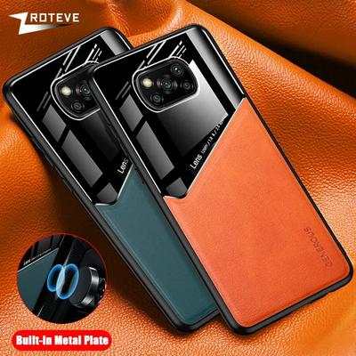 For PocoX3 NFC Case PU Leather Car Magnetic Hard PC Cover For Xiaomi Poco X3 Xiomi Pocophone X4 PocoX4 Pro 5G Cases