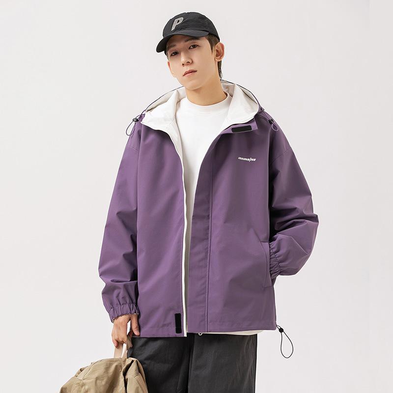 Двусторонняя куртка Мужская и женская Осенняя в стиле Гонконга Куртка с капюшоном Модный — фото 3