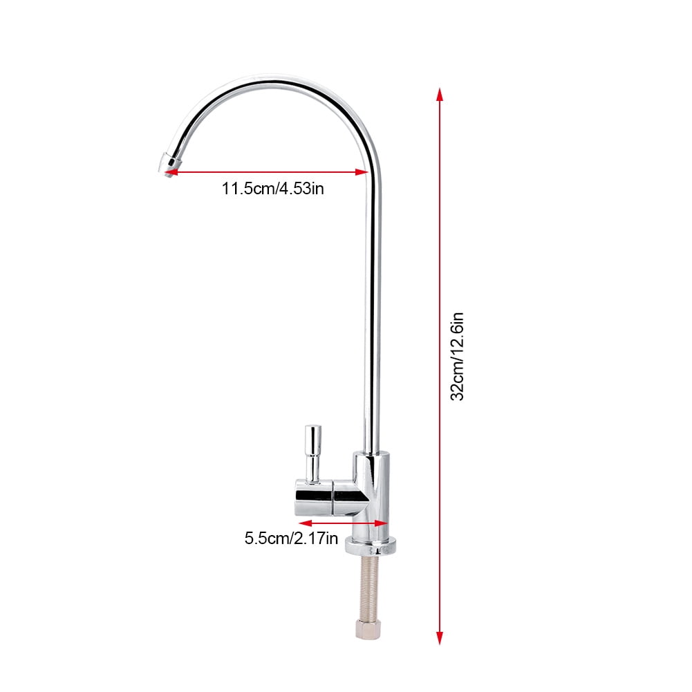 Küchenwasserfilter Schwanenhalsarmatur 1/4 Zoll Anschluss Silber Zinklegierung