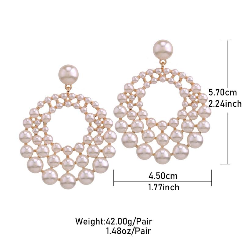 French Gentle Style Imitation Pearl Pendant Earrings, Women's Personality Exaggerated Design Holiday Accessories Gifts