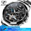 JINSHIDUN 8949 Watches For Men Hollow Flywheel Moon Phase Automatic Mechanical Wristwatch Calendar Waterproof Luminous Man Watch