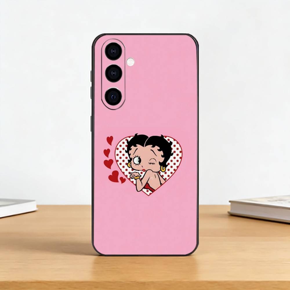 

Retro Cartoon B-Betty B-Boop Phone Case For Samsung Galaxy A73,A72,A71,A70,A53,A52,A51,Soft Silicone Black Cover Samsung a11
