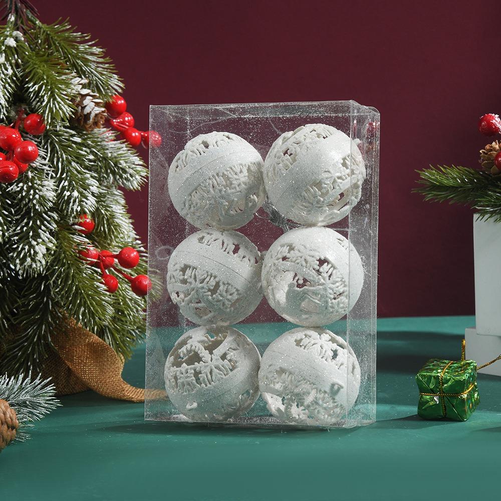 6Pcs Glitter Christmas Ball Ornaments Hanging Xmas Tree Decoration Balls Holiday Home Decoration