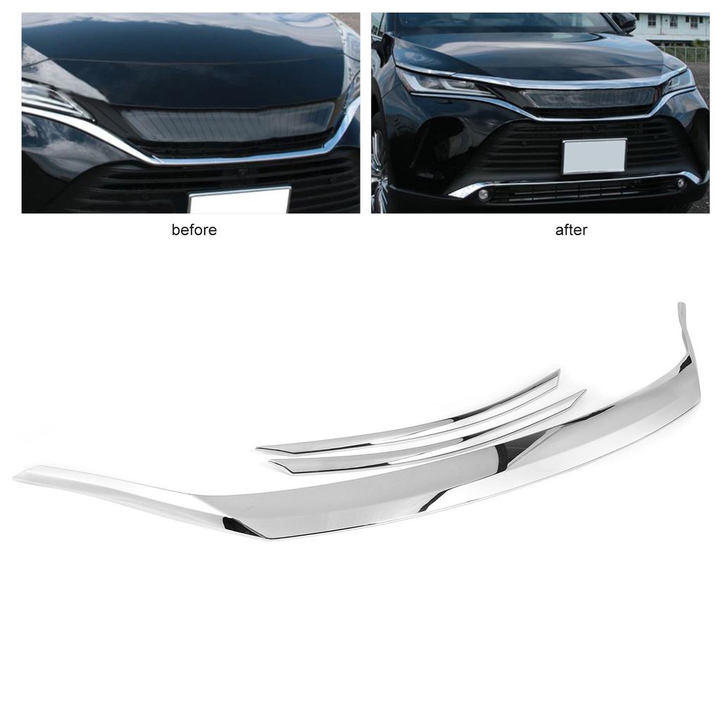 3Pcs Front Hood Trim Electroplate Grill Bonnet Strip Cover Fit for Harrier Venza XU80 2020 2021