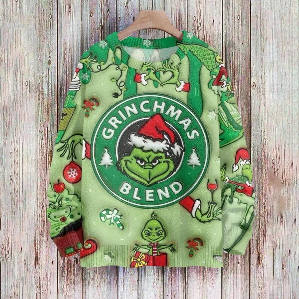 Vánoční móda Pánské Dámské tričko Zelený monster potisk O-výstřih Pulovr Top Ležérní Outdoorová mikina Dětská trička Top Oblečení