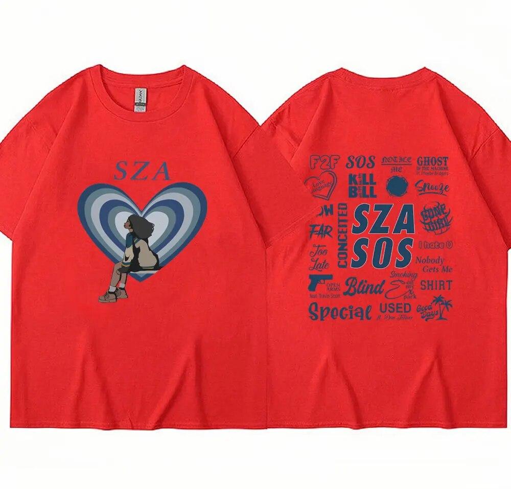 SZA New Music Album SOS Tshirt Unisex Women Oversized Fashion T Shirts Hip Hop Harajuku Casual Cotton Summer T-Shirt Streetwear Y2K