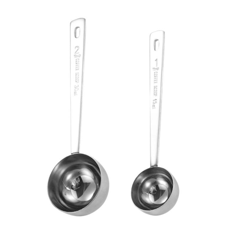 Steel Measuring Spoon Practical Measuring Spoon Long Handle Functional Steel 15/30ML Measuring Spoon