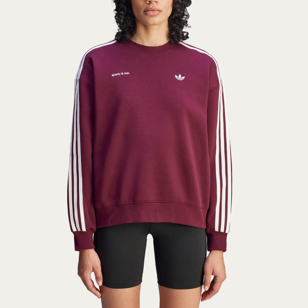 Adidas X Sporty & Rich Womens Sweatshirt Maroon Unisex Streetwear JN5321
