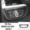 Car Head Lights Lamps Switch Button Panel Decoration Cover Trim For BMW X3 G01 2018 - 2024 ABS Carbon Fiber Accessories Interior