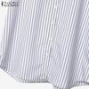 ZANZEA Women Casual Round Neck Summer Short Sleeve Stripe Blouse