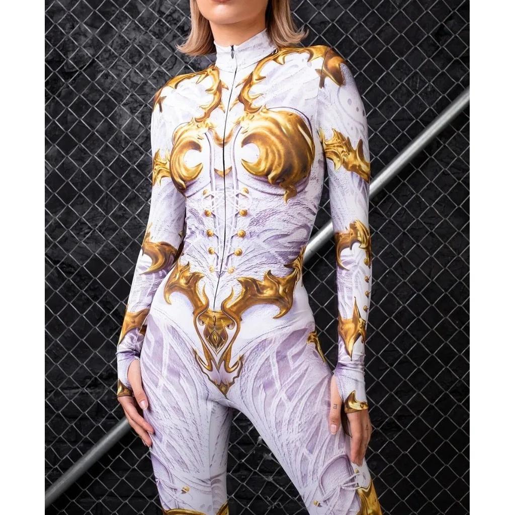 Damen Sexy Enger Jumpsuit Cooler Cosplay Bodysuit Steampunk Jumpsuit Kostüm Halloween Abendshow Kostüm Zentai