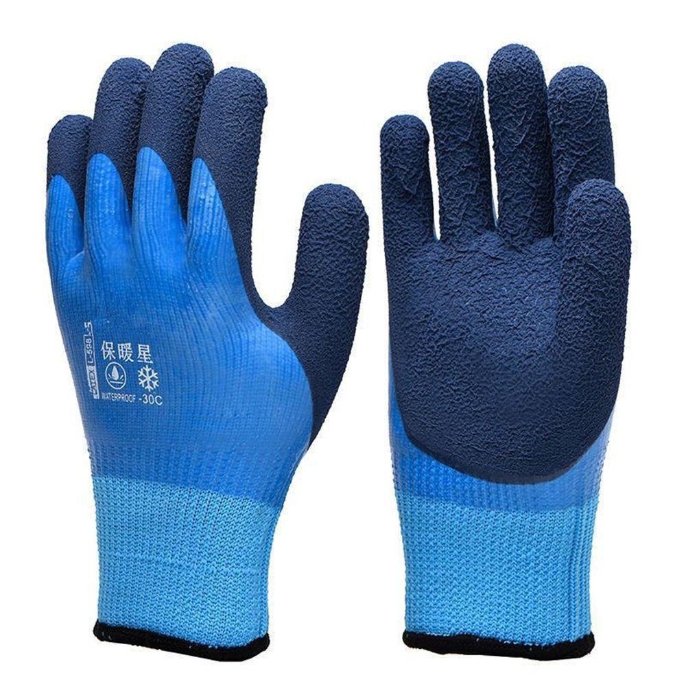 Waterproof Work Safety Gloves Wear-Resistant Thickened Thermal Gloves Rubber Anti-Slip Grip Full Finger Gloves Worker Builder