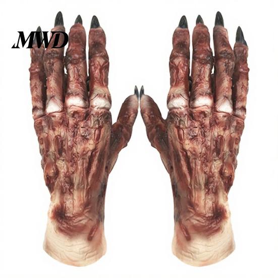 Spooky Zombie Hands for Parties 1 Pair Halloween Costume Gloves Adults Kids, Horror Realistic Cosplay Accessories Gloves, Latex Scary Ghost