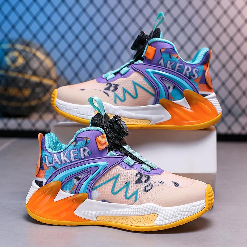 Boys basketball shoes Kobe breathable actual combat wear-resistant non-slip basketball shoes competition rotating button explosive shoes sports shoes