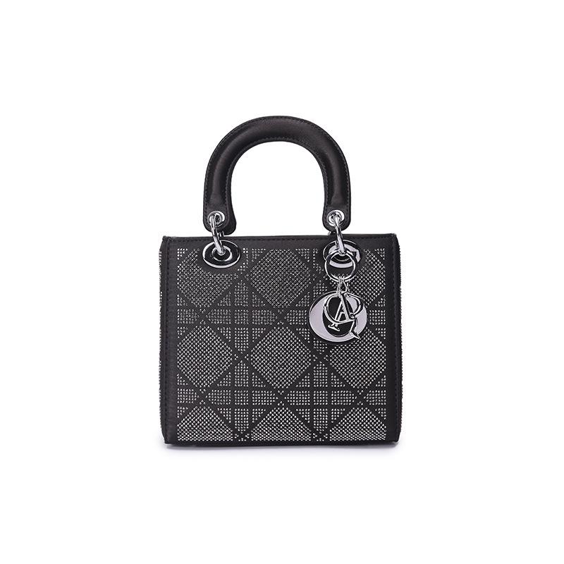 Rhinestone Light Luxury Women's 2025 Princess Diana Handheld Crossbody Shoulder Bag - Exquisite Small Square Design
