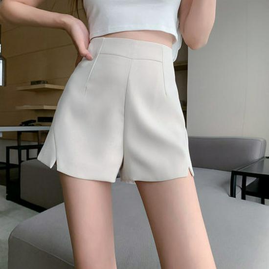 Women's Summer 2024 Black High Waist Slimming Wide-Leg Shorts - Casual Mature Style