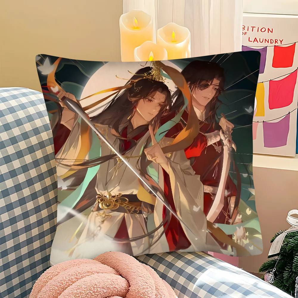 

1pc Hua Cheng Xie Lian Pillow Case Fashion Square Pillowcase Bedroom Sofa Room Ins Decoration Leisure 40x40cm