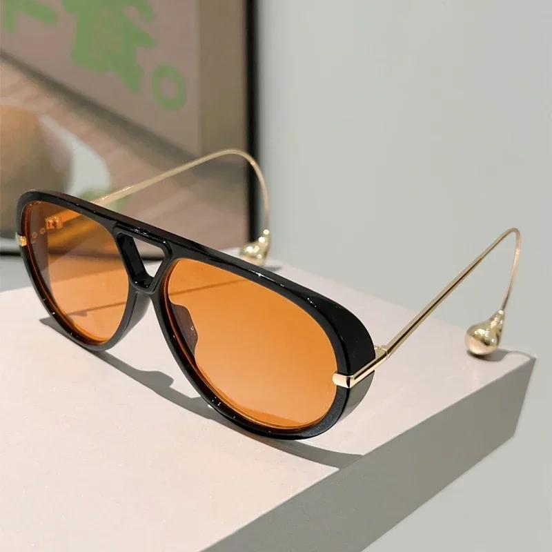 Fashion Women Luxury Glasses Oversized Pilot Sunglasses Women For Men Popular Vintage Sun Glasses Punk Double Bridge Eyeglasses