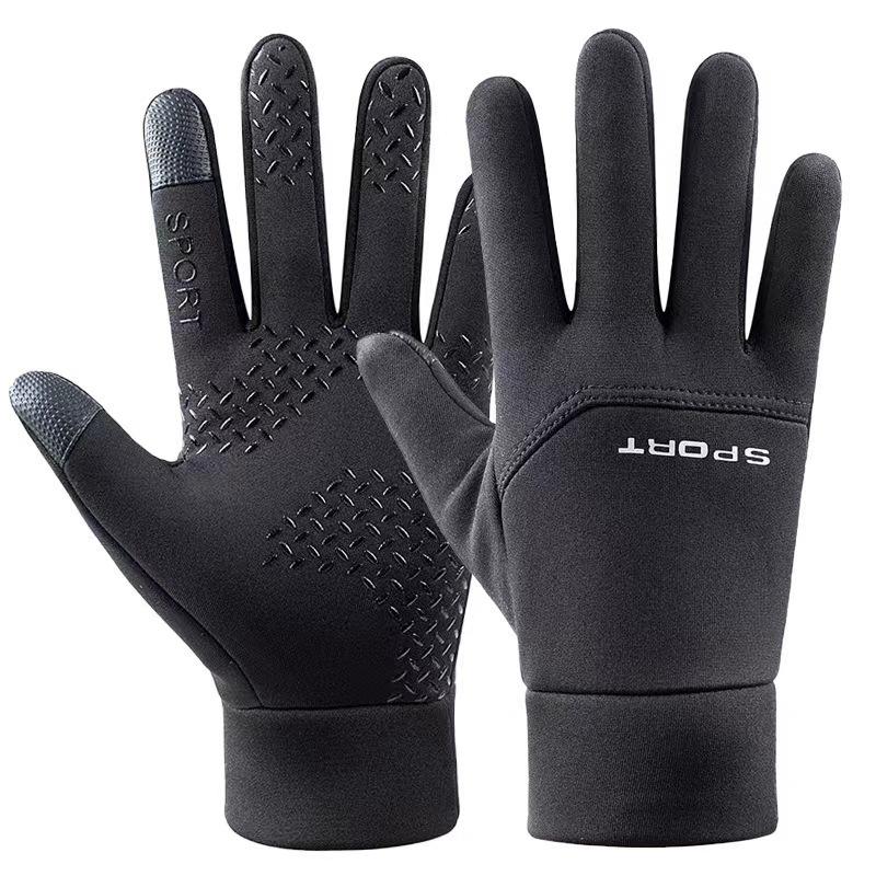 Season gloves men's outdoor velvet thickened windproof waterproof non-slip warm built-in pockets