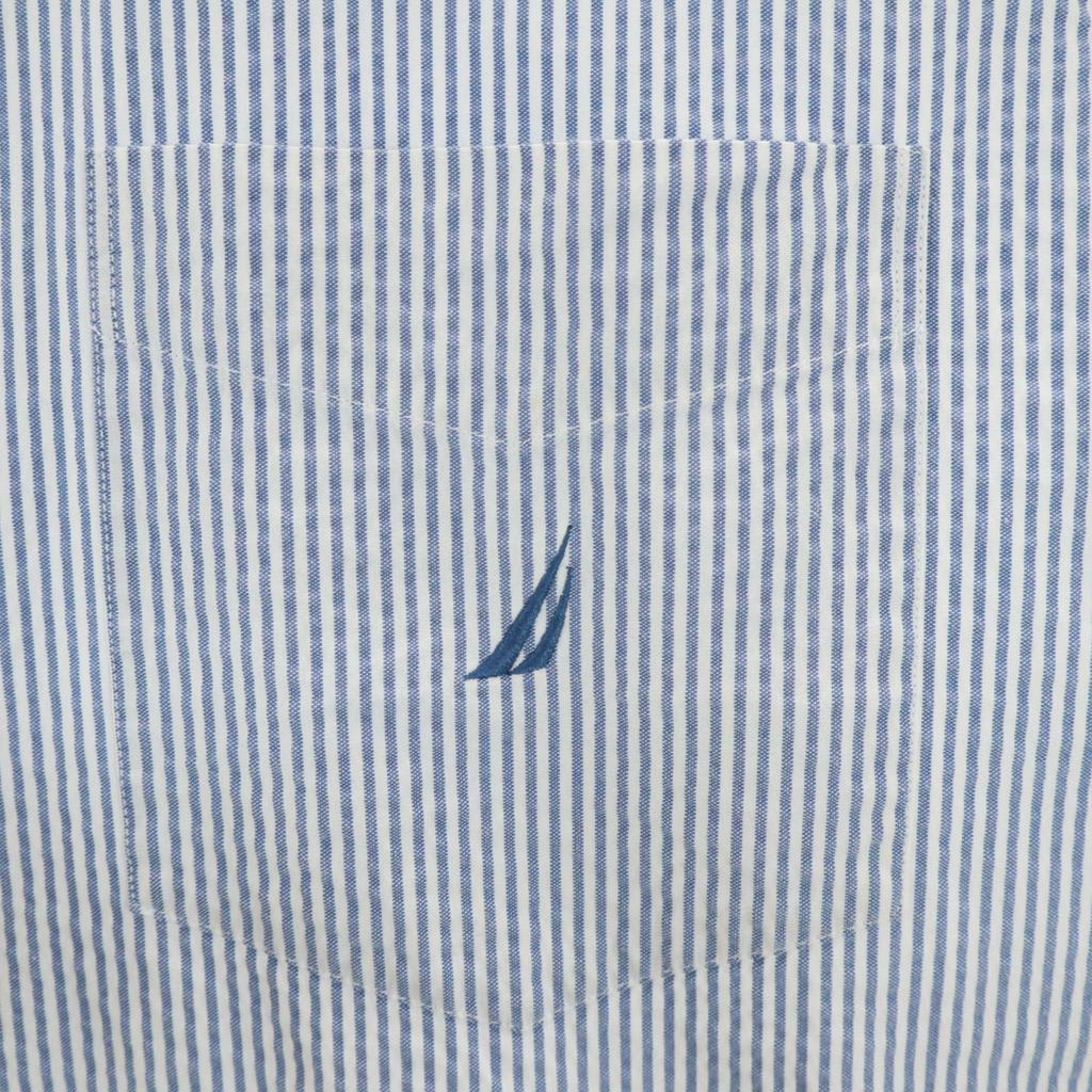NAUTICA Striped Pattern Five-quarter sleeve Seersucker Button Down Shirt dress Women Used