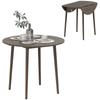 Folding Dining Table 2 Drop Leaves, Round Extendable Table for 4 People, Wooden Legs Diameter 89 X 73.5 Cm, Grey