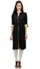 Phagun Womens Indian Ethnic Rayon Black Kurti Tunic Designer Pom - Pom Kurta -