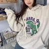 Women's Korean Style Plush Hooded Sweatshirt - Loose Fit for Autumn and Winter