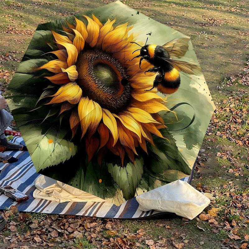 1PC Sunflower Bee Umbrella-8-Rib Reinforced Portable Folding Travel Suitable for All Seasons Outdoor Daily Use-H0329