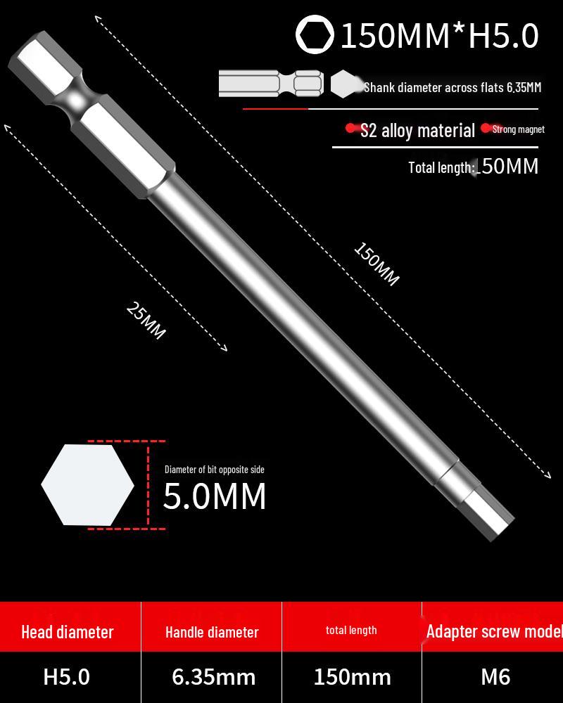 Hexagonal Driver Bit Extension for Screwdriver and Drill
