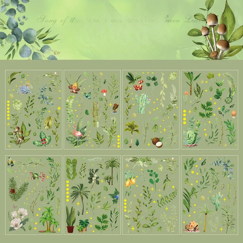 

Четыре стиля ретро наклеек с осенними листьями, используемых для креативного украшения рукописного дневника. Клипарт, используемый для украшения предметов дневника.